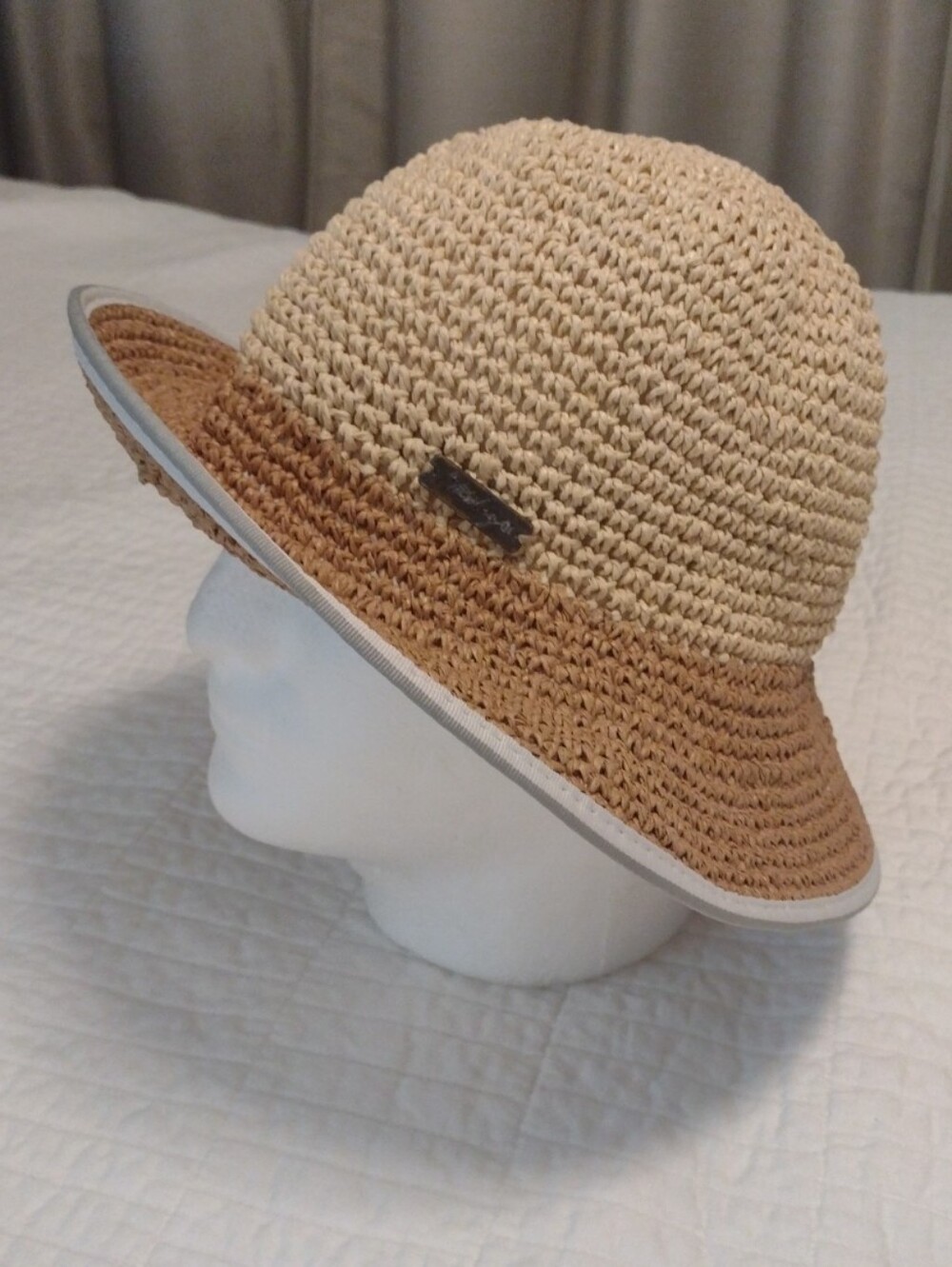 Hurley Beach Sun Hat Woven Raffia Packable Beige Tan Vacation Resort Unisex